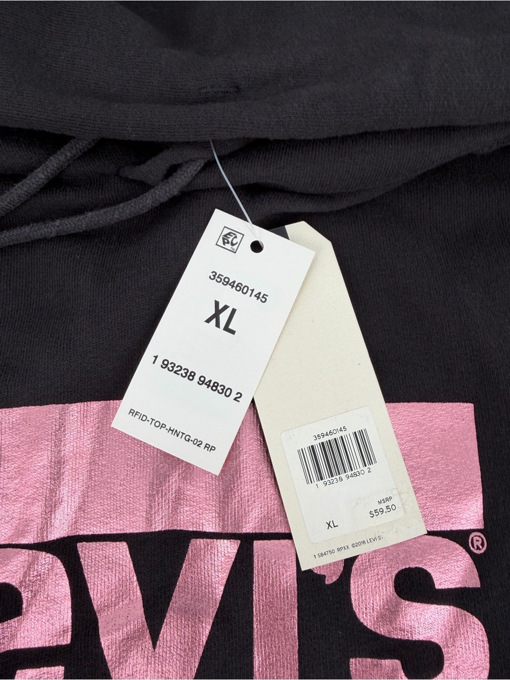 Levi's Womens Metallic Logo-Print Graphic Pullover Hoodie Black - Picture 7 of 15